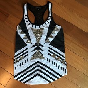 Express Lace Back Aztec Print Tank
